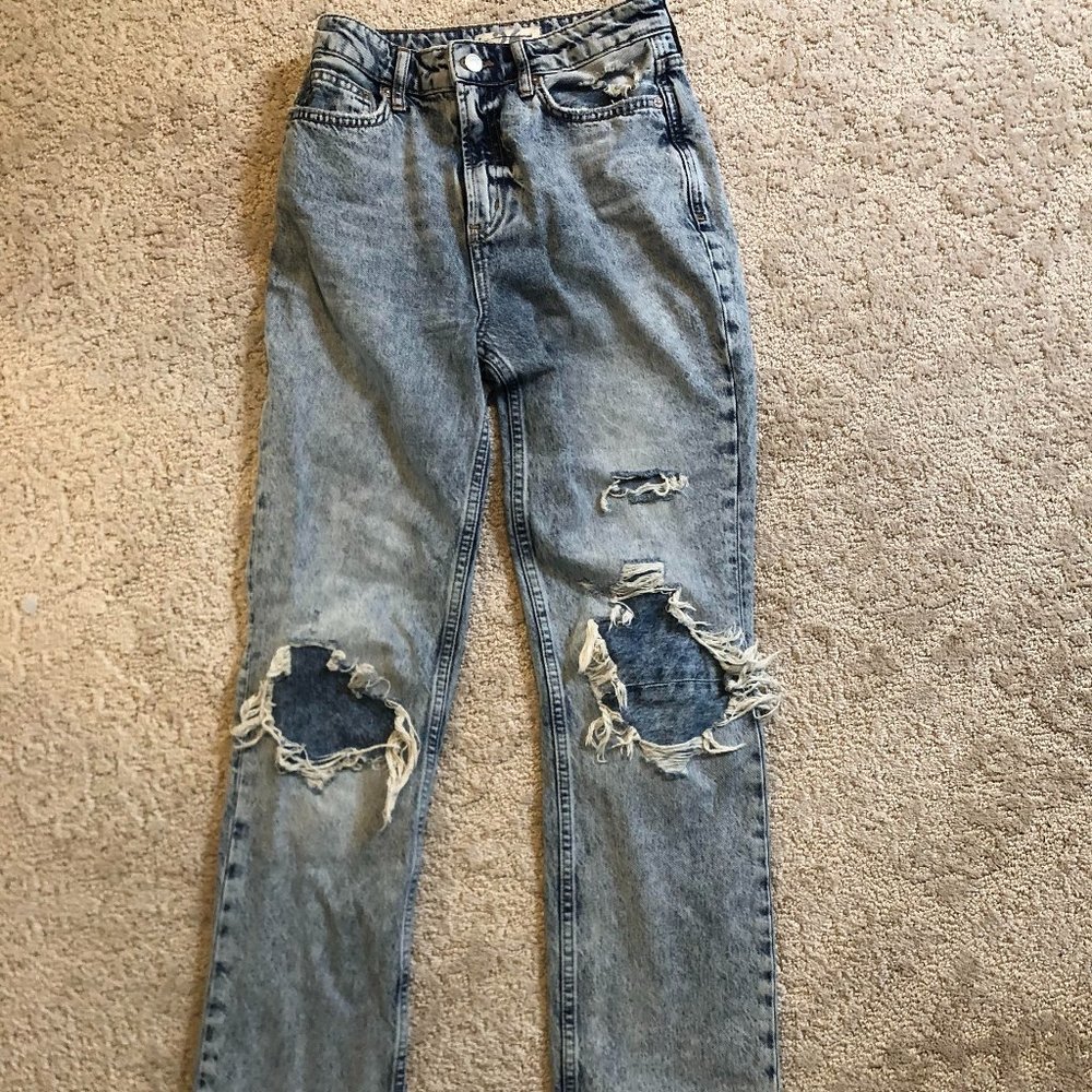 Free People jeans, ripped with patches